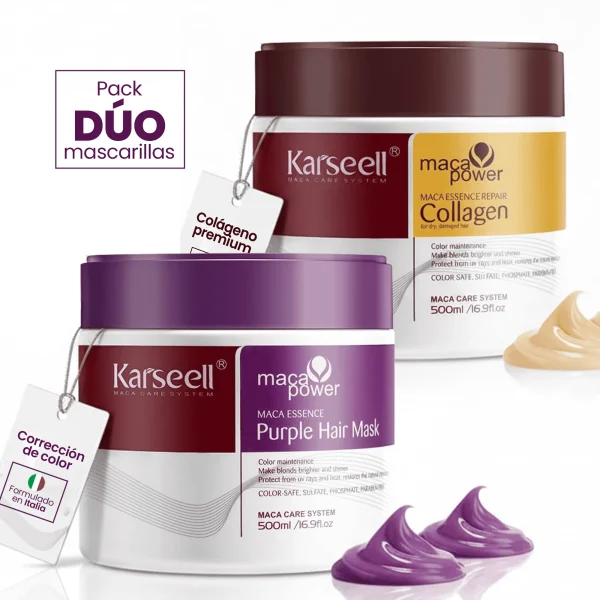 Karseell® Repair & Colour Duo Pack – Collagen Maske (500ml) + Lila Maske (500ml)
